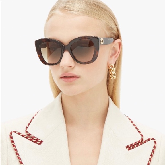GUCCI CLASSIC CAT-EYE  HAVANA SUNGLASSES WITH GOLD “GG” LOGO SUNGLASSES main image 8